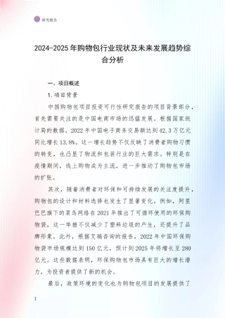 2024-2025年购物包行业现状及未来发展趋势综合分析