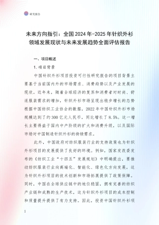 未来方向指引：全国2024年-2025年针织外衫领域发展现状与未来发展趋势全面评估报告