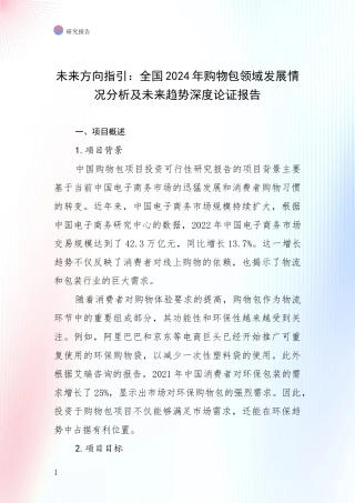 未来方向指引：全国2024年购物包领域发展情况分析及未来趋势深度论证报告