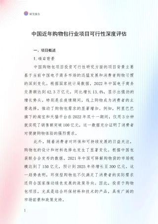 中国近年购物包行业项目可行性深度评估