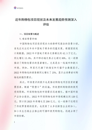 近年购物包项目现状及未来发展趋势预测深入评估