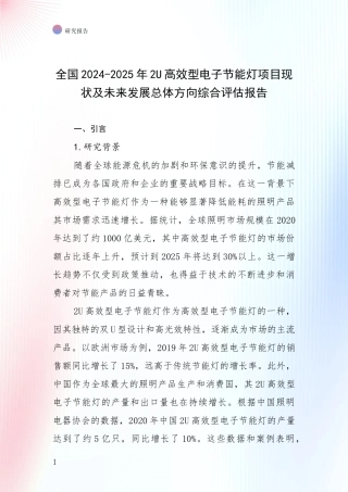 全国2024-2025年2U高效型电子节能灯项目现状及未来发展总体方向综合评估报告