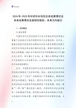 2024年-2025年针织外衫项目总体发展情况及未来发展情况全面研究报告：未来方向指引