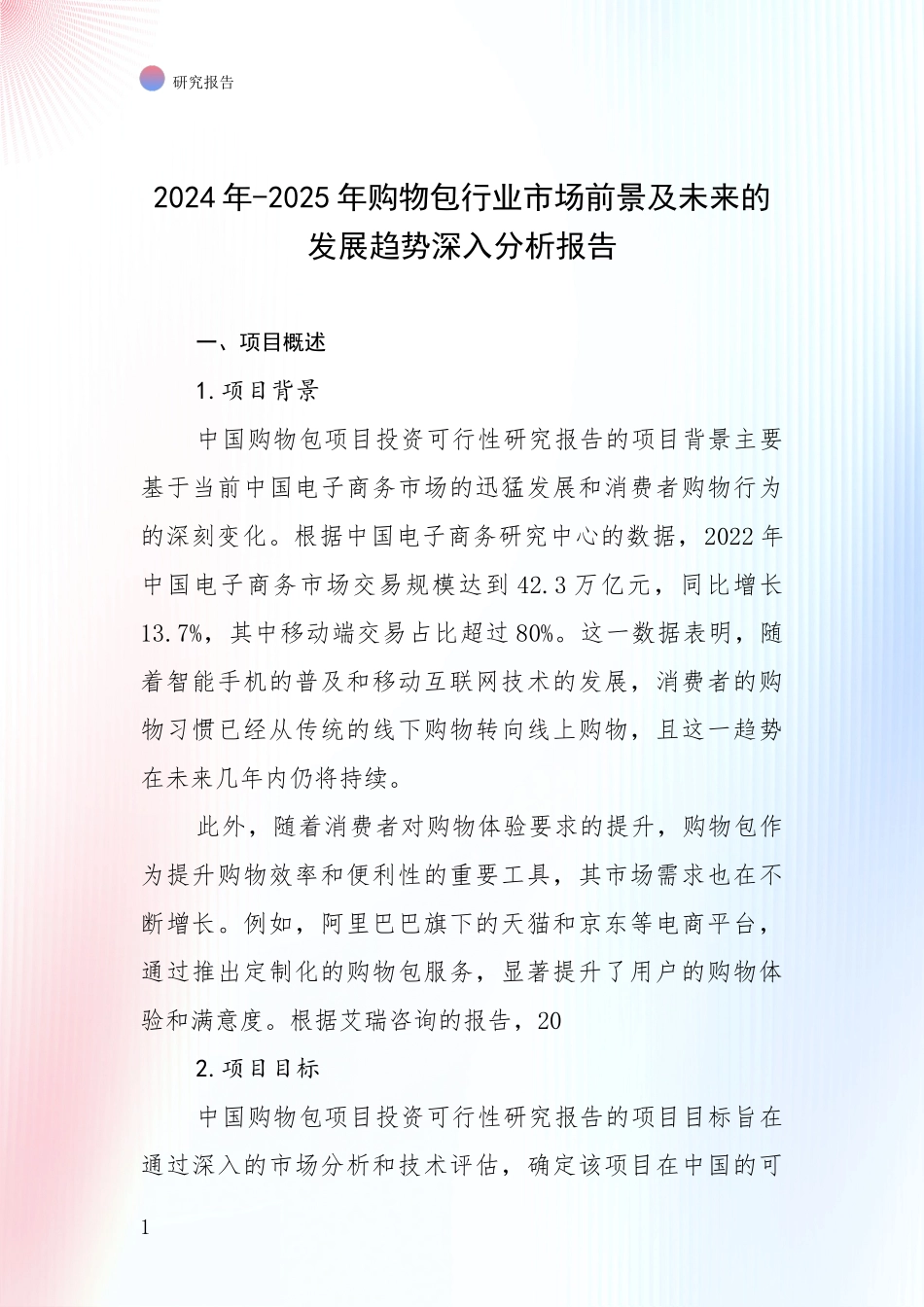2024年-2025年购物包行业市场前景及未来的发展趋势深入分析报告_第1页