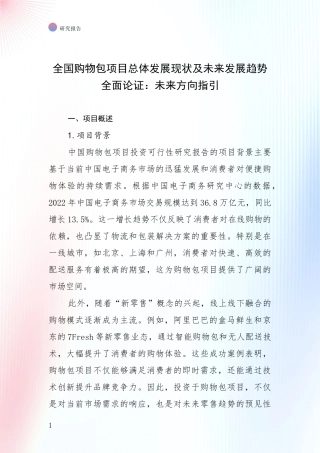 全国购物包项目总体发展现状及未来发展趋势全面论证：未来方向指引