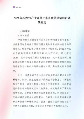 2024年购物包产业现状及未来发展趋势综合调研报告