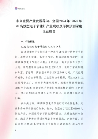 未来重要产业发展导向：全国2024年-2025年2U高效型电子节能灯产业现状及形势预测深度论证报告