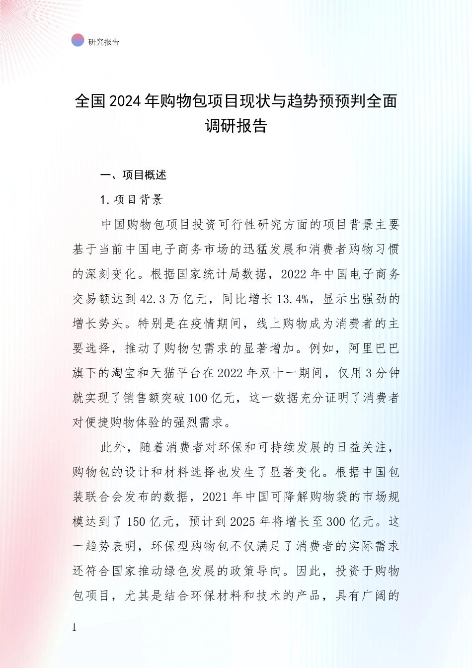 全国2024年购物包项目现状与趋势预预判全面调研报告_第1页