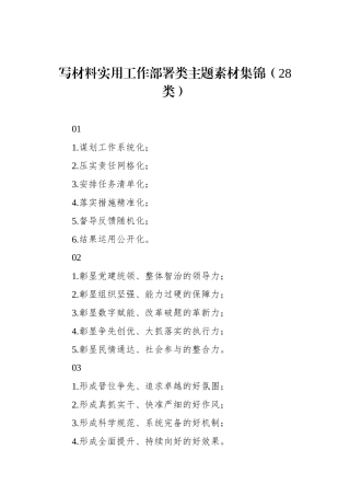 写材料实用工作部署类主题素材集锦（28类）