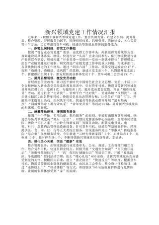新兴领域党建工作情况汇报