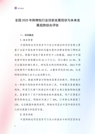 全国2025年购物包行业目前发展现状与未来发展趋势综合评估