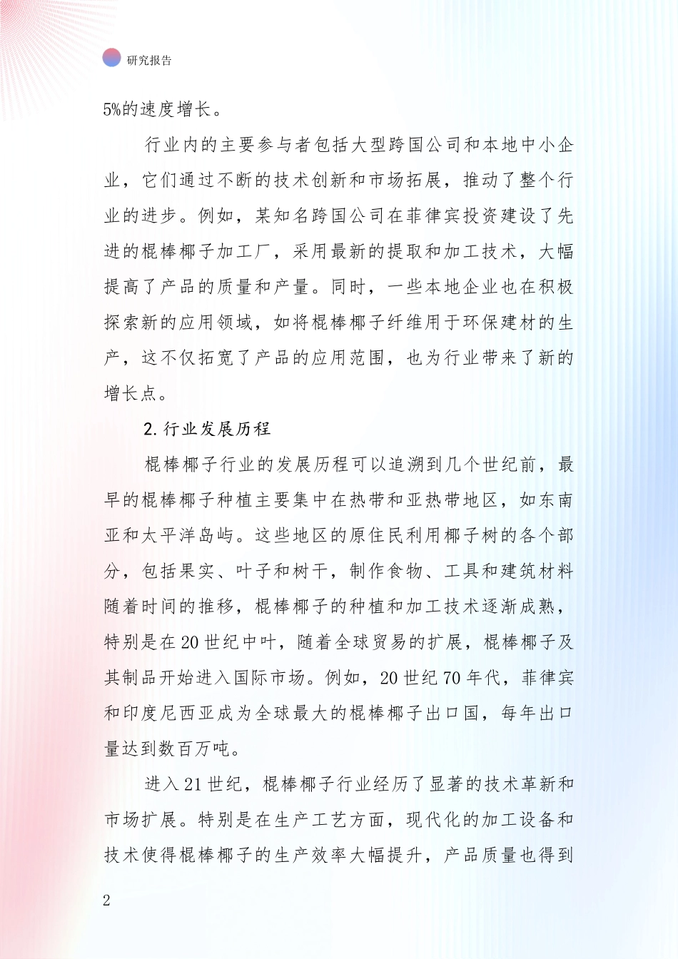 未来重要产业发展导向：全国棍棒椰子领域项目投资可行性综合研究_第2页