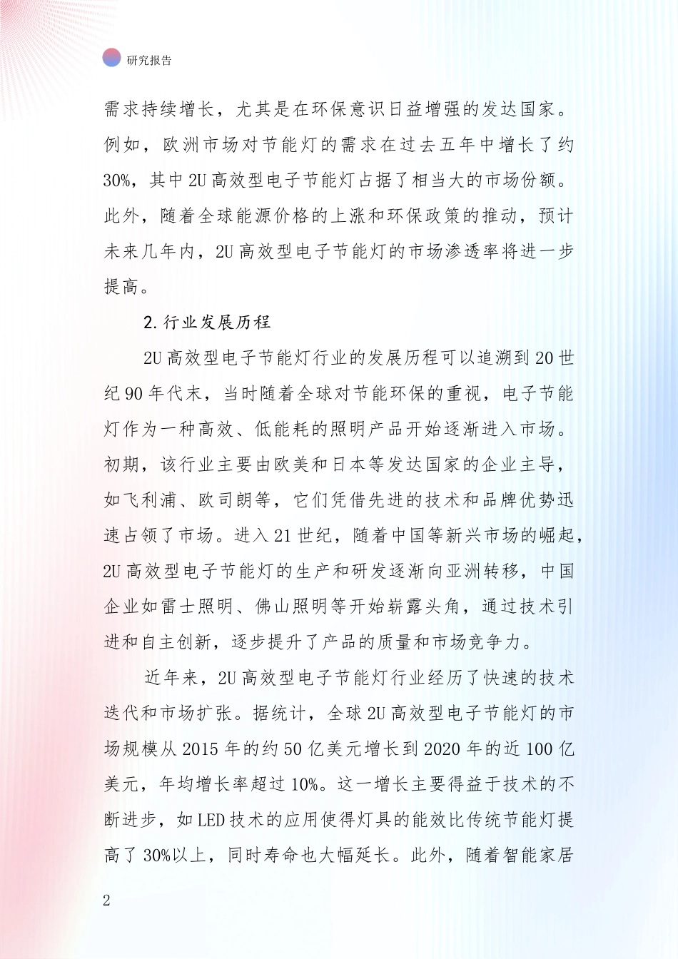 未来重要产业发展导向：2025年2U高效型电子节能灯领域项目投资可行性全面评估报告_第2页