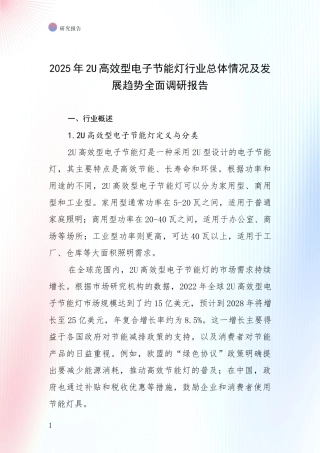 2025年2U高效型电子节能灯行业总体情况及发展趋势全面调研报告