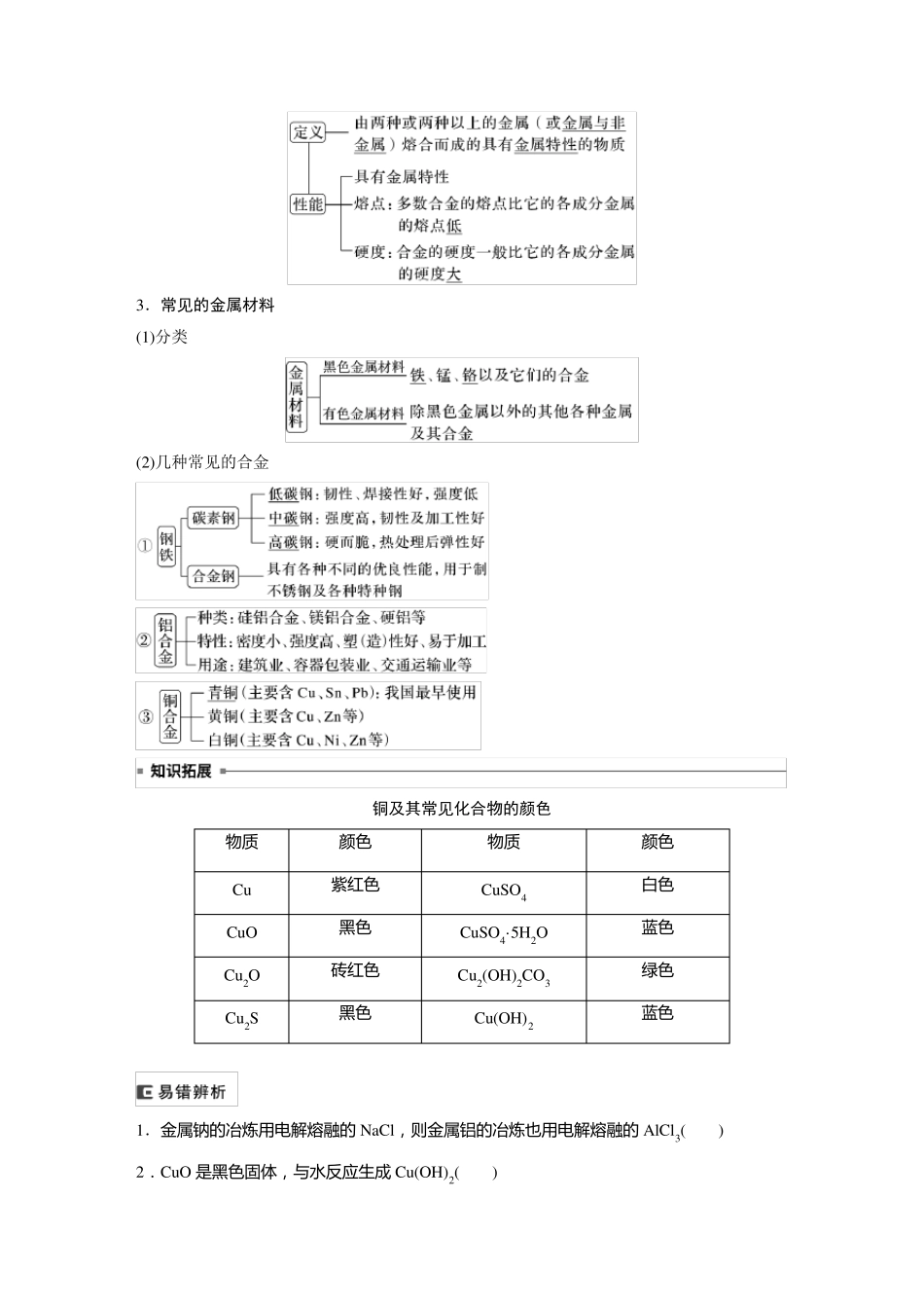 2024届高考一轮复习化学教案(鲁科版)：金属材料和金属的冶炼_第2页