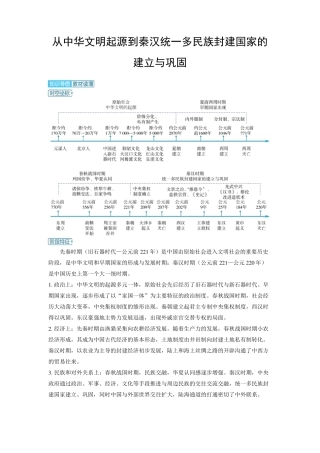 2025年高中历史高考精品备课教案：从中华文明起源到秦汉统一多民族封建
