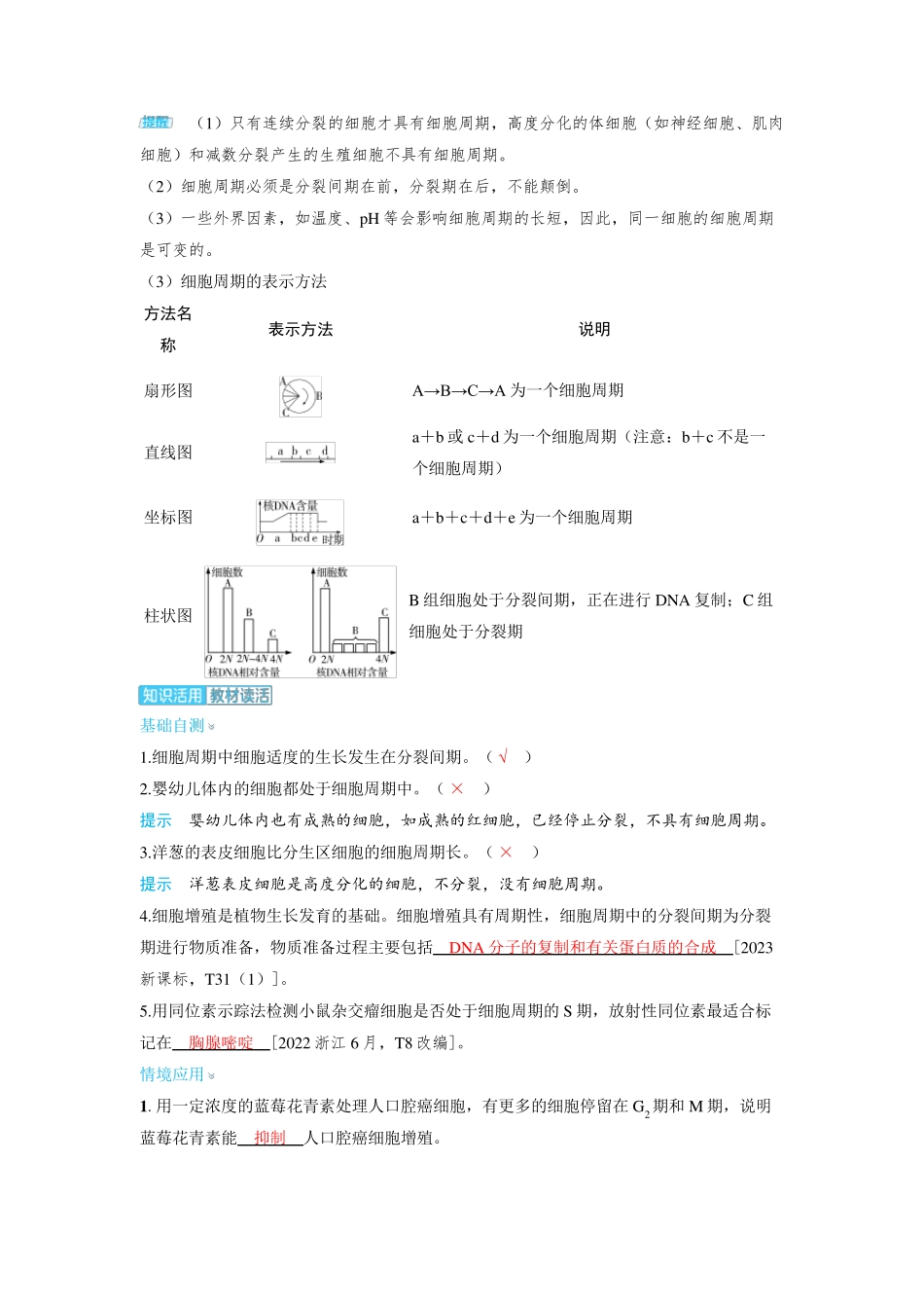 2025年高中生物高考精品备课教案：细胞的增殖_第3页