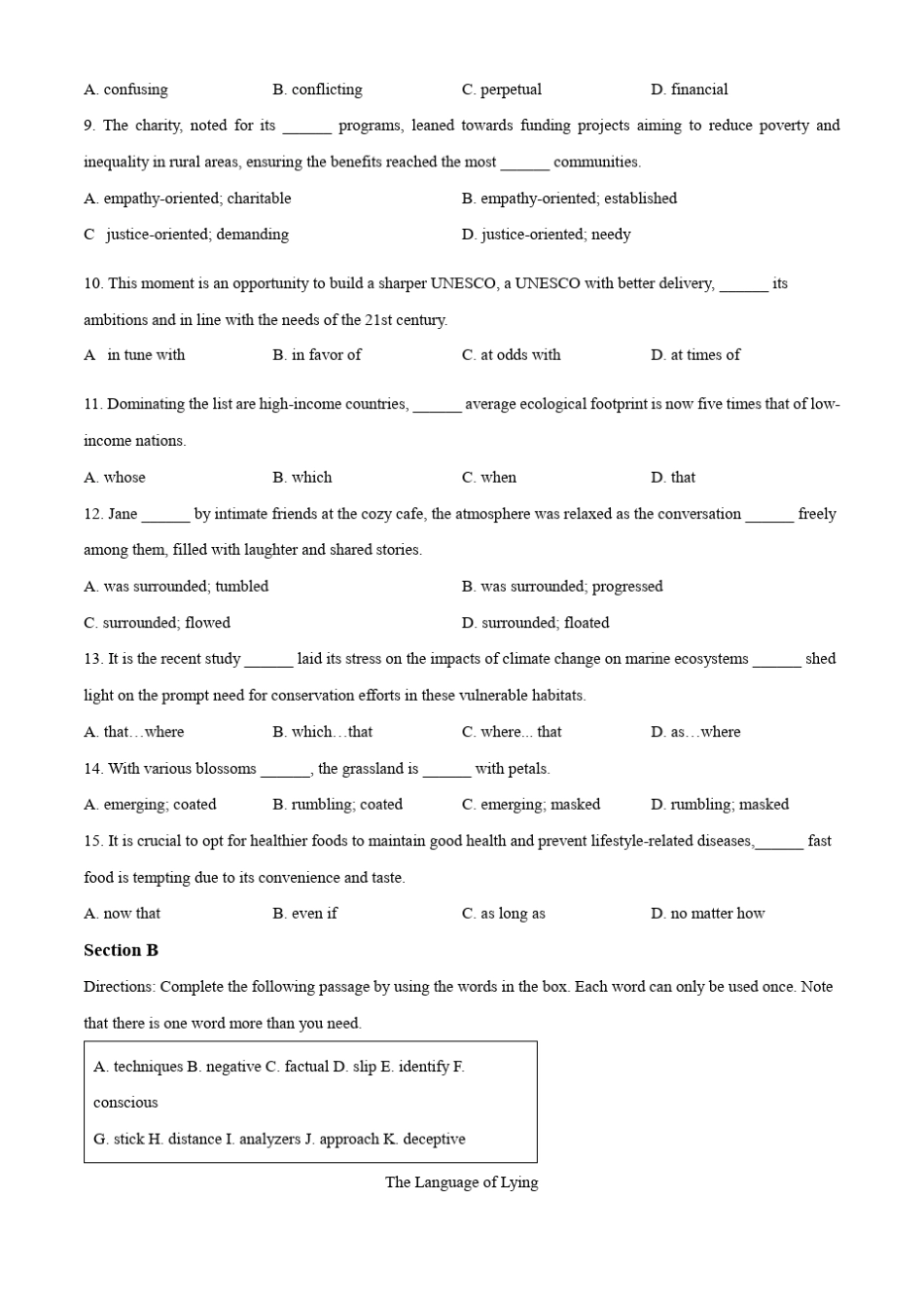 上海市2023-2024学年高二下学期期中考试 英语含答案_第2页
