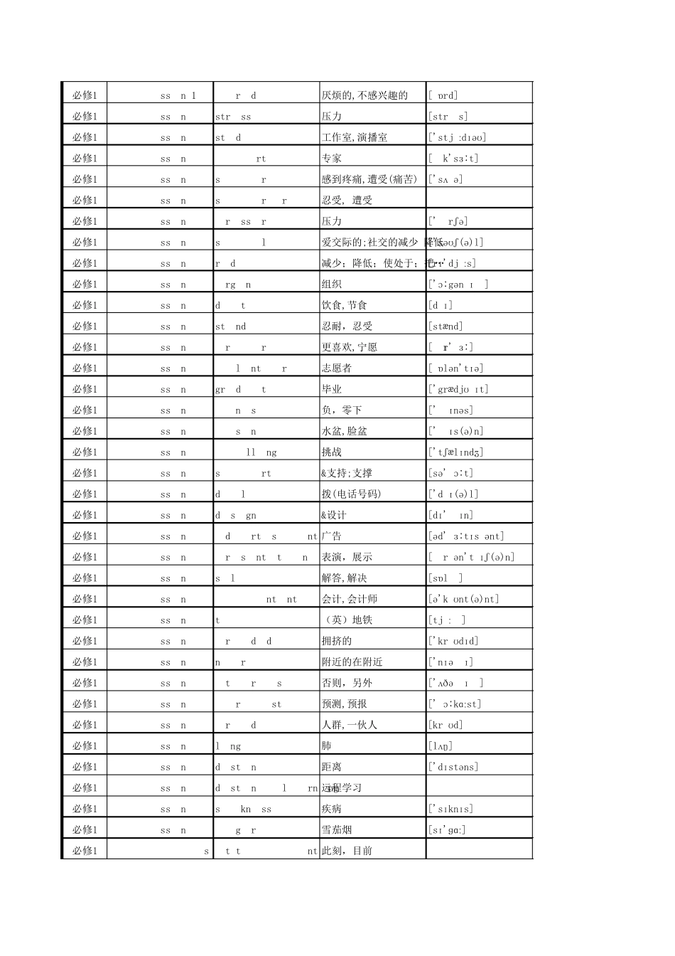 (2016年1月完美版)(北师大版)高中英语单词检索词汇总表(分教材按单元顺序)(必修1至选修8)_第2页