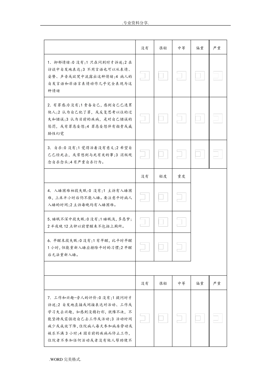 (完整word版)Hamilton汉密尔顿焦虑量表_第3页