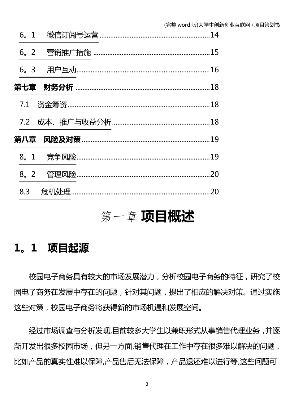 (完整word版)大学生创新创业互联网+项目策划书_第3页