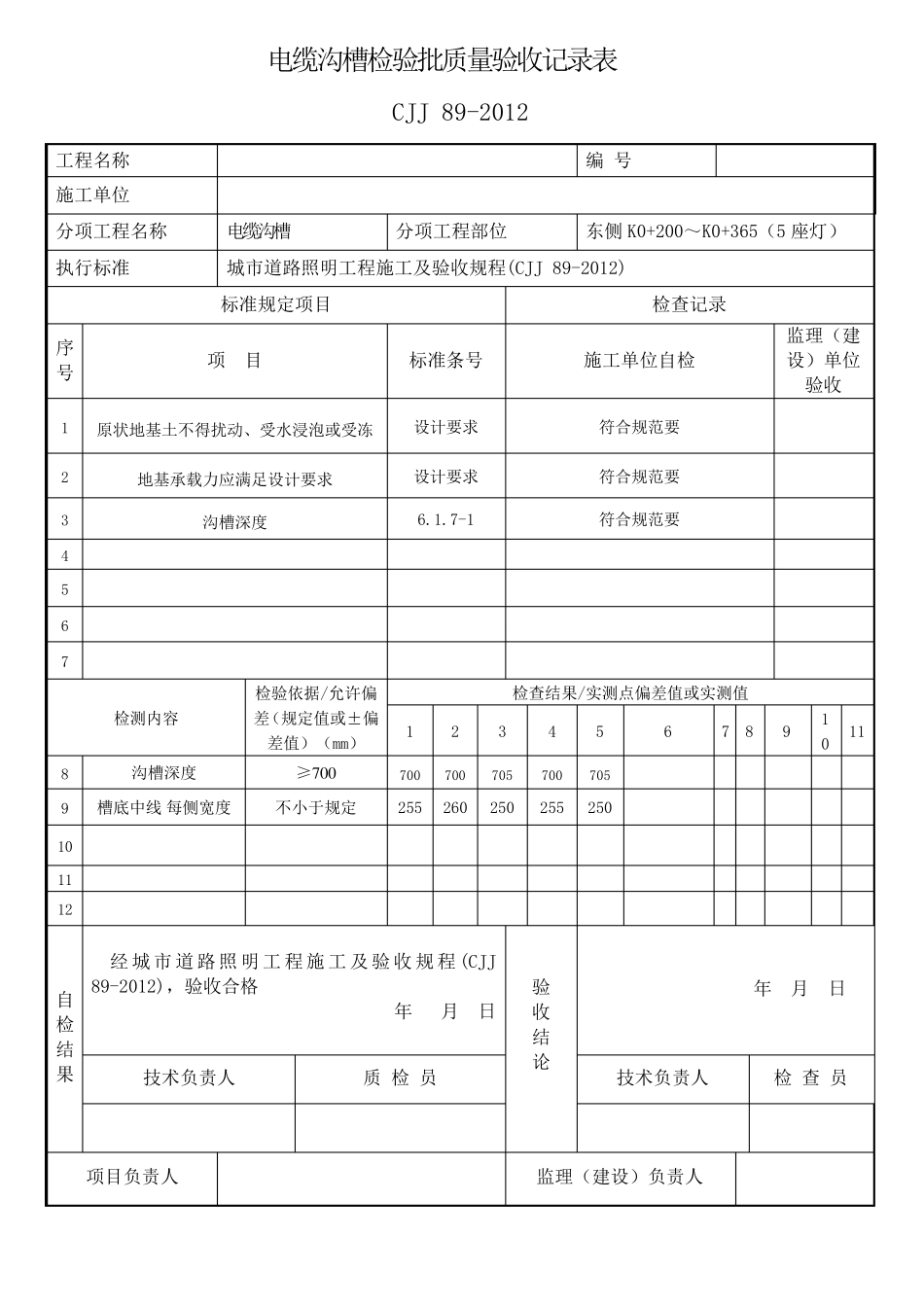 (完整word版)路灯CJJ892012检验批范表_第1页