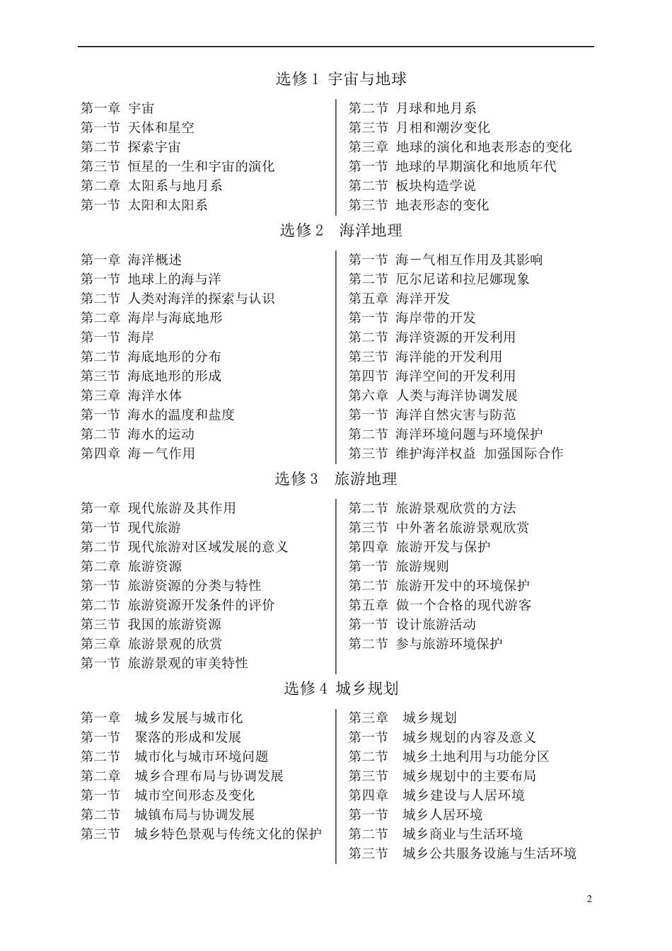(新课标)人教版高中地理教材目录_第2页