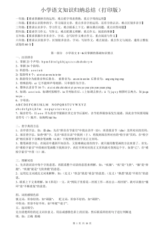 (超详)小学语文知识点归纳汇总(总复习资料)