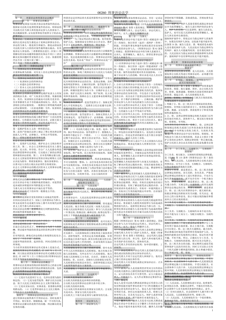 00260刑事诉讼法学完整免费(特别好的复习资料)_第1页