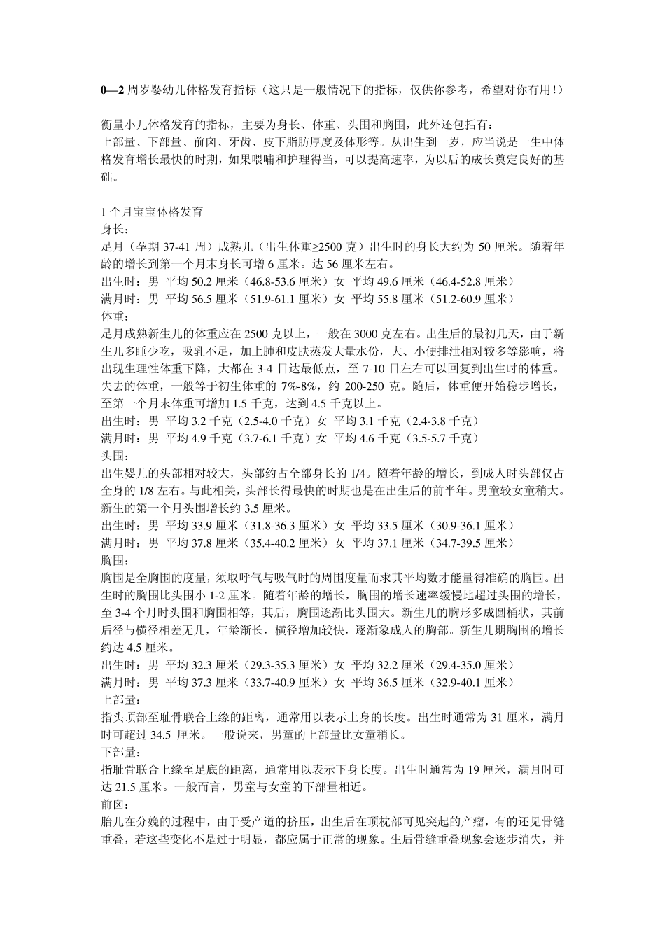 02周岁宝宝生长指标_第1页