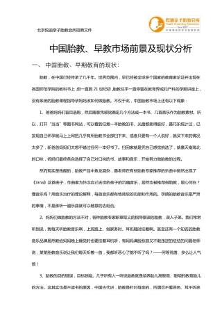 07中国胎教市场前景及现状分析