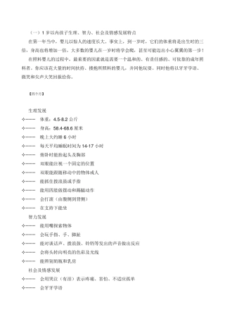 0——3岁各年龄阶段幼儿发展特点