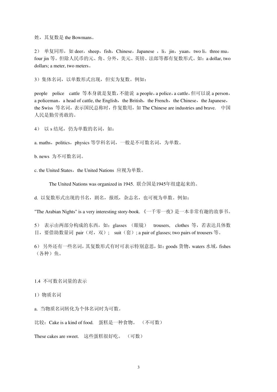 1.英语名词变复数的规则及练习题_第3页