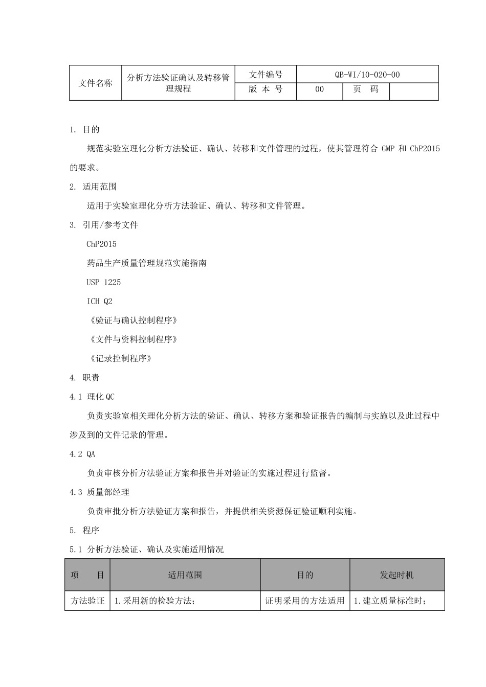 10020分析方法验证确认及转移管理规程_第2页