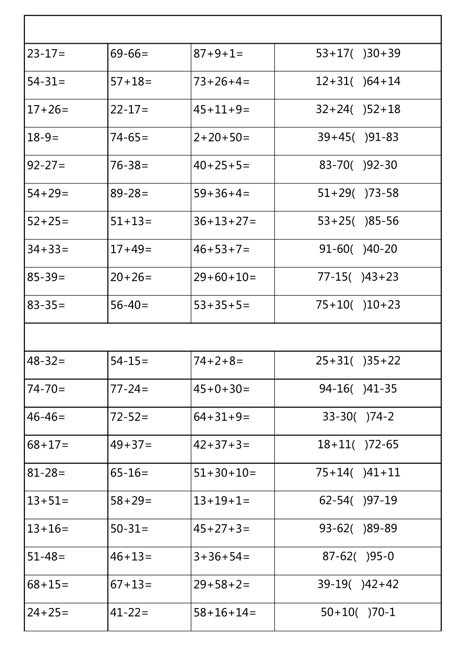 100以内加减法口算天天练(3300道)_第2页