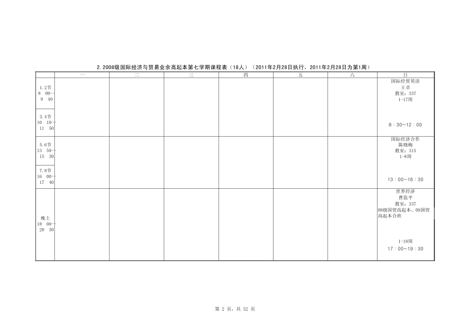 108工商管理业余高起本班第七学期课程表(41人)_第2页