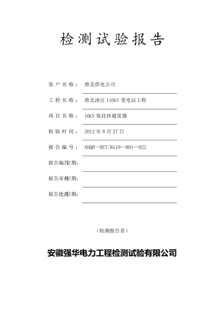 10KV避雷器试验报告