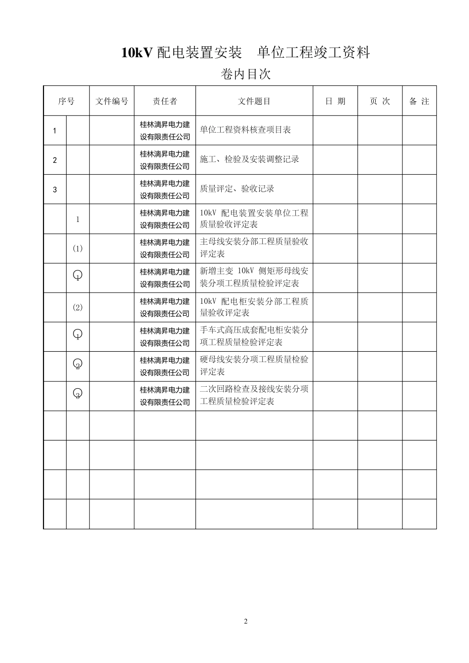 10kV配电装置安装分项工程质量评定表_第2页