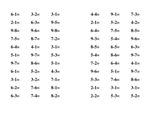 10以内减法练习题直接打印