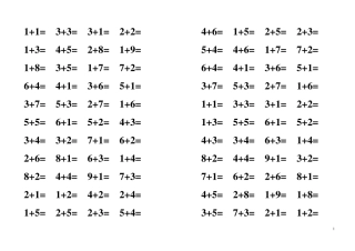 10以内加法练习题直接打印(已经排版)