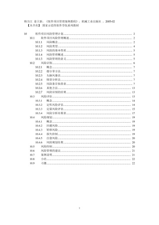 10软件项目风险管理计划
