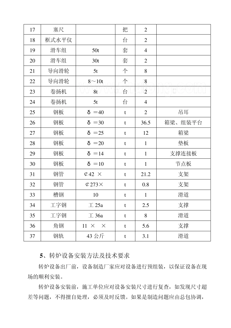 120t炼钢转炉设备安装方案_secret_第3页