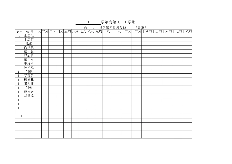 1213年唐中体育课学生考勤表_第1页