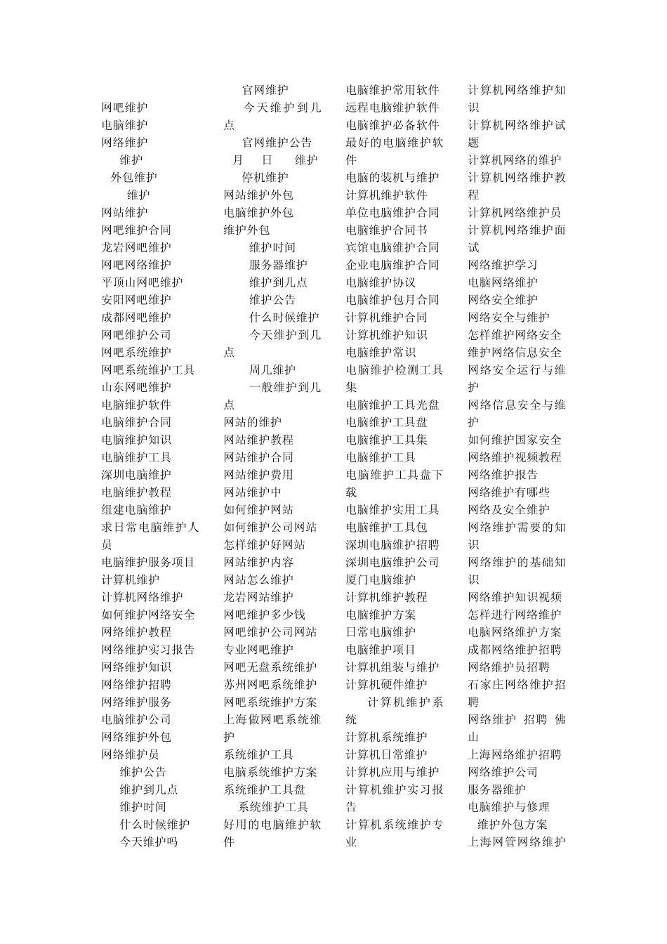 1599个电脑维护计算机维护品牌维护权利维护等长尾关键词(去广告完整珍藏版)_第1页