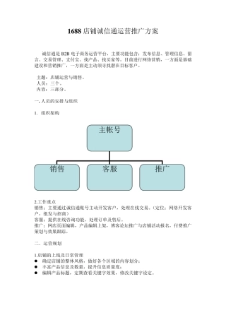 1688店铺诚信通运营推广方案