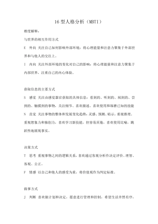 16型人格分析(MBTI)