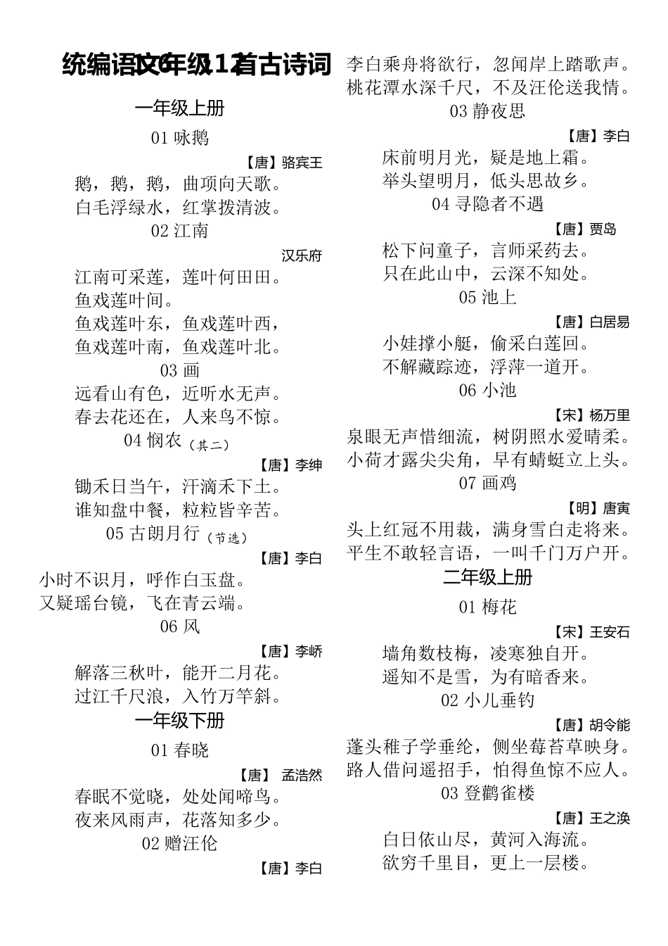 16年级112首古诗词_第1页