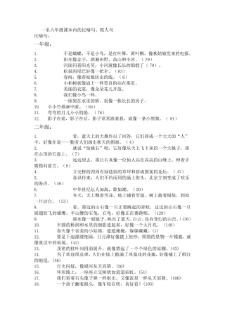 16年级比喻、拟拟人句大全