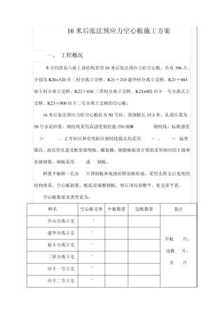 16米后张法预应力空心板施工方案