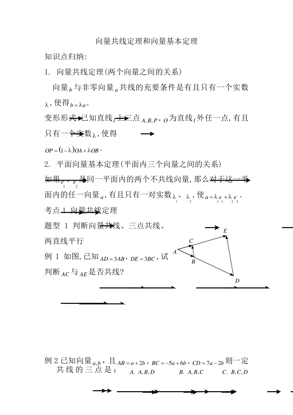 18.向量共线定理和向量基本定理_第1页